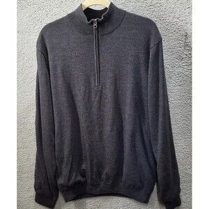 Walter Hagen Mens 1/4 Zip Golf Sweater Windbreaker M Gray Merino Wool Lined